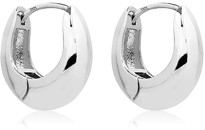 ASH'S CHOICE 14K Vergoldet Creolen Kleine Klobige Chunky Ohrringe für Damen | Silber 925 Ohrringe Klobige Dick Leicht Breit Chunky Creolen Oval Kleine Knorpel Kreolen Huggie Creolen Damen Frauen Herren