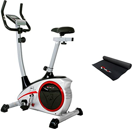 Christopeit Heimtrainer AL 1 Fahrrad Ergometer, leiser Hometrainer, 8-Stufig, bis 150kg, 9kg Magnet-Bremssystem, LCD-Display, Transportrollen