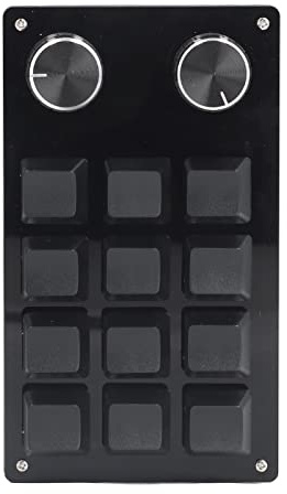 Mechanische programmierbare Tastatur mit 12 Tasten und 2 Knöpfen, Kleines Gaming Keyboard für Büro/Musik/ – Tragbares DIY Design mit USB Kabel