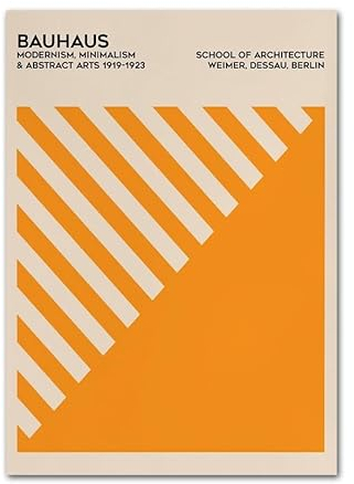 Bauhaus Expo geometrisches Design abstrakte Linienkunst Poster und Drucke Leinwand Wanddekoration Home Gemälde for Wohnzimmer Dekor (Color : F, Size : 50X70 cm Unframed)