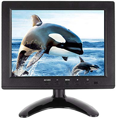 WHOLEV Monitor di sicurezza 8 pollici CCTV Monitor 1024x768 FHD con telecomando, monitor PC con ingresso VGA HDMI BNC AV USB, altoparlante incorporato grandangolare a 178 ° per Raspberry Pi Game