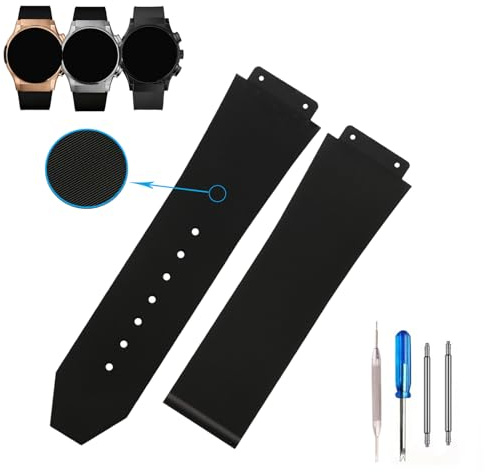 MMBAY Big Bang Ersatz-Uhrenarmband aus Gummi, 25 mm, passend für Hublot, 19 mm x 25 mm x 22 mm, Big Bang Uhrenarmband (ohne Metallschnalle), für Damen und Herren