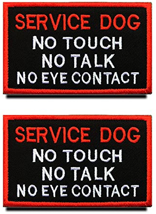 2 Stück Warnung: Service Hund Keine Berührung Keine Diskussion No Touch No Talk Warning Westen/Geschirre Bestickter Aufnäher mit Verschluss für Diensthunde, Blindenhunde Geschirrweste