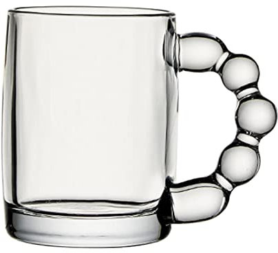 ZAANU Tasse à Eau en Verre Transparent de 350ml, avec poignée, résistante au Froid et à la Chaleur, Tasse à Boire en Verre Polyvalente (Marron)/1495 (Color : Transparent)
