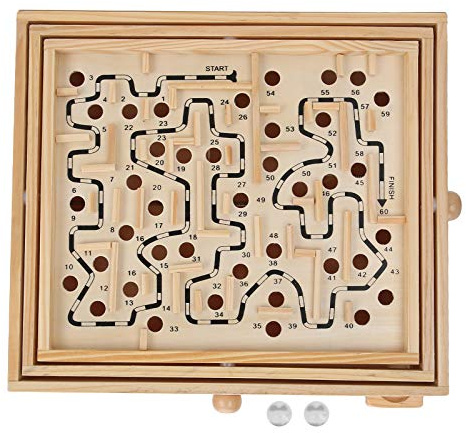 plplaaoo Wooden Maze Puzzle, Classic Maze Game, 2 Pack, Ages 6+, 32.5 x 28.5 x 8 cm / 12.8 x 11.2 x 3.1 inches