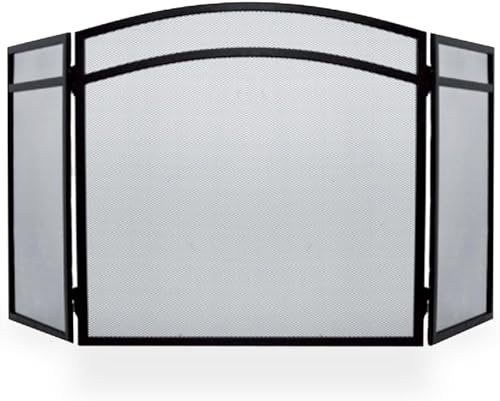 Unibos | Fire Guard Screen Panel Standing Gate - Steel Decorative Mesh Screen, Flame Guard for Coal & Wood Fire, Folding Fireplace Cover | Perfect for Outdoor & Indoor (W96cm x H60cm)