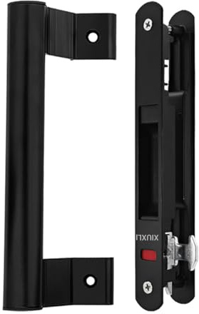 XIUXLI Chiusura con serratura su un lato, serratura con gancio per finestra per porte scorrevoli Serraturas con serraturas (Door Handle Set Nero)