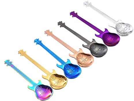 IMIKEYA Edelstahl Gitarren-kaffeelöffel Bunte Farbe Ergonomisch Mattierter Griff Robuster Kaffeerührlöffel Für Kaffee Tee Dessert Vielseitig Als Küchenzubehör Spülmaschinenfest