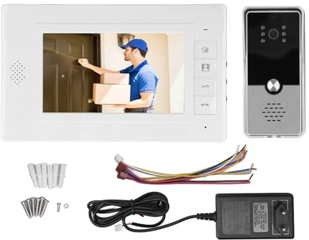 Monitor LCD a Colori da 7 Pollici con Telecamera HD,Videocitofono per Visione Notturna 16 Campanelli per Ville, Case, Uffici (Spina europea)