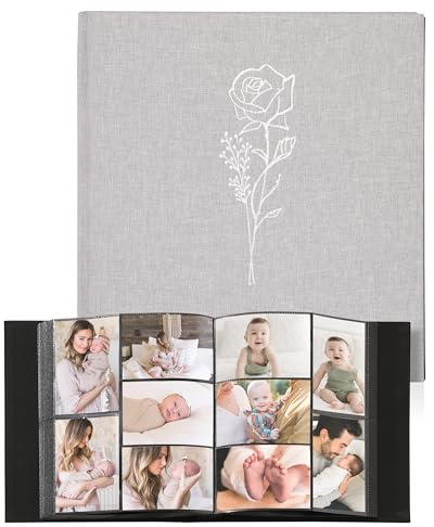 Yuforr Photo Album 6x4 Slip in, 1000 Pockets Photos, Linen Photo Albums for Family Wedding Anniversary, Album Book Holds Landscape and Portrait 10x15cm Pictures-Gray