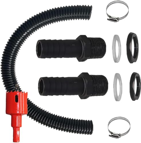 Regentonnen Verbindungsset, 50cm Verbindungsschlauch Und 2 Schlauchstutzen 25mm Mit Kontermutter, Regentonnenverbindung Für Regentonne, Wassertanks, Zisternen