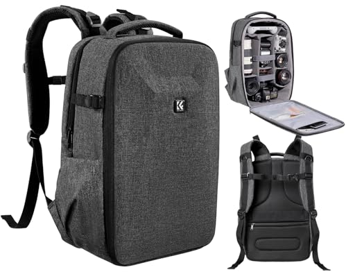 K&F CONCEPT Kamerarucksack Fotorucksack mit Hartschale Kameratasche mit 15,6-Zoll-Laptopfach und Regenschutz, Rucksack für Drohnen