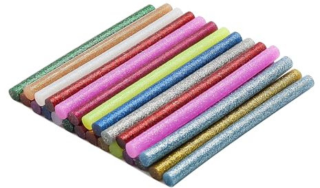 Alnicov 25 Barras de Pegamento Caliente con Purpurina de Colores Mezclados de 7 mm x 100 mm para Barras Adhesivas de Pegamento termofusible con Purpurina para Manualidades, decoración y unión