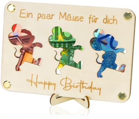 Trä gratulationskort, födelsedagskort, pengaklämma present, present till familj, nära och kära och vänner-1