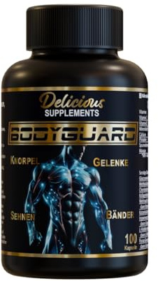 Bodyguard - MSM Kapseln hochdosiert mit Glucosamin, Chondroitin & Vitamin C - 100 Kapseln für 20 Tage - bei Belastung von Knorpel, Gelenke, Bänder & Sehnen - Delicious Supplements - Made in Germany