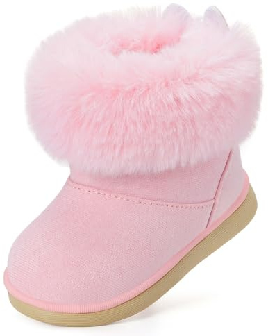 Gaatpot Stivali per Bambine Stivaletti da Neve Ragazze Fodera Scarpe con l’inverno Stivale con Calda Morbide Antiscivolo Suola Rosa 25EU=26CN