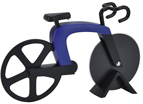Stainless Steel Blade, Bike Shape Pizza Cutter, Great Motorcycle Enthusiasts, Used in Household, Kitchen, Restaurant,Dessert Shop (Blue)