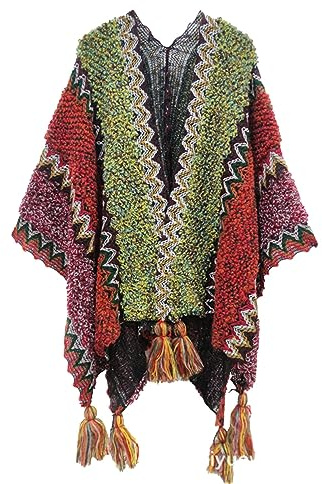 Schals für Damen, einfarbig, Nationl-Druck, bunter Spleiß-Poncho mit Quasten, Strickschal, Schal, Fransenwickel, Pashminas, Pullover, Umhang, Geschenke für Damen, Ballettkleidung für Damen,