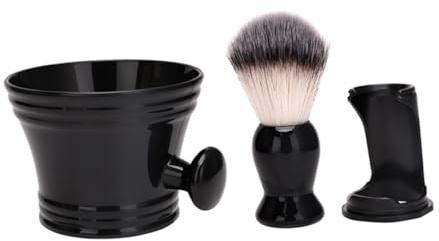 BELLIFFY Ensemble de Rasage pour Homme Pinceau à Barbe en Poils et Bol à Mousse de Rasage Noir Support, pour Grooming Quotidien et Performance Solide