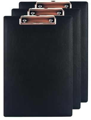 URbantin Lot de 3 Porte bloc A4 avec Pince,Porte-bloc pour Bureau,PU Clipboards (Noir)