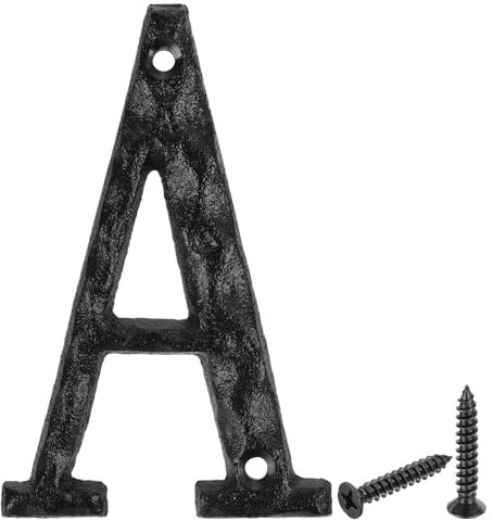 sourcing map Lettre d'adresse de maison, 14 cm, lettres murales vintage en fonte A, lettres extérieures pour maison, rue, bureau, boîte aux lettres, noir