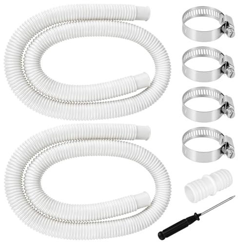 SUNJULY Lot de 2 tubos de piscina de 32 mm, 1,5 m, para bomba de piscina, con 4 clips de seguridad y 1 conector de tubo, tubo de piscina para bomba de filtro y piscina (blanco)