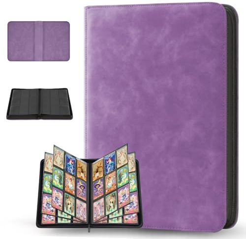 Raccoglitore Carte Maniche, PU Album Carte, 30 Pagine 540 Car-te Album Cartella, Raccoglitore Ca-rte Magic Impermeabile, Album per Cart-e Collezionabili, 9 Tasche, per Cart-e, per Bambini e Adulti (B)