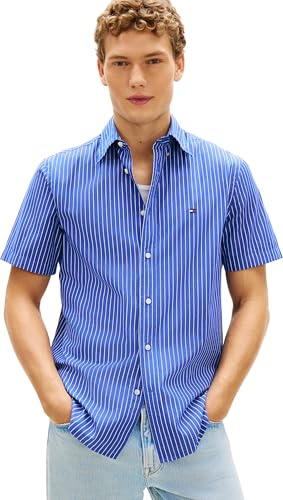 Tommy Hilfiger Flex Poplin STP SS Shirt Mw0mw42860 Camisa S/S Hombre (Pack de 1)