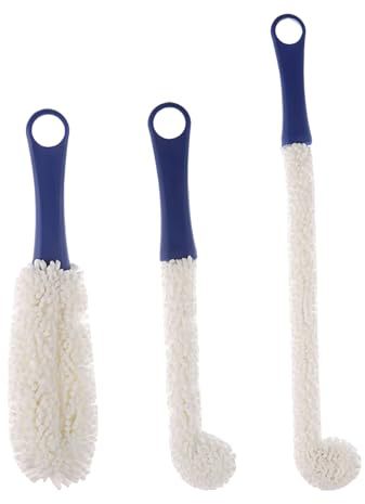 Set mit 3 biegbaren Schaumstoff-Flaschenbürsten, Weinglas-Reinigungsbürsten zur Reinigung von Dekantern, Kelchen, Gläsern und Tassen, flexible Flaschenbürste