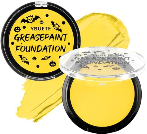 YBUETE Yellow Oil Based Face Body Painting Foundation for Halloween SFX | Professional Full-coverage Face Paint Halloween, for Clown Skeleton Lion Tiger, for Adult Costume Party & Stage Performance