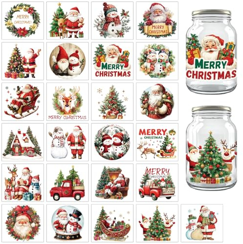 Peacoblue Weihnachtsmann&Schneemann Silhouetten Sticker,Glasdeko Basteln | wiederverwendbare Aufkleber für Gläser, Fenster, Laternen,Türen und Wohnraum Dekoration