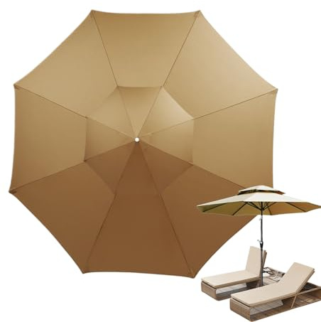 SVCEQZE Replacement Awning for Garden Parasol, Market Umbrella Cover, Windproof Double Layer Awning for Garden, Pool, Balcony, Picnic, Patio