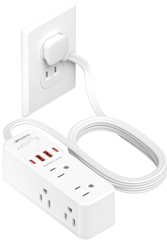 2 Prong Power Strip, WRXDMC 2 Prong to 3 Prong Outlet Adapter,1400J Two Prong Surge Protector,5ft Extension Cord, 6 AC Outlets with 2 USB C & 2 USB A Ports, Wall Mountable, Ideal for Old House