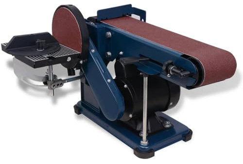 Homgoday Ponceuse à bande de disque 375 W Table inclinable réglable 0-90°