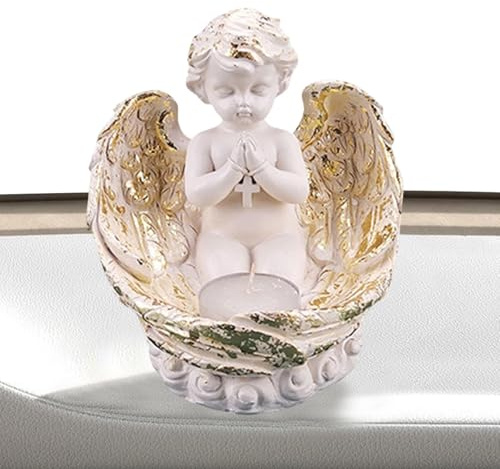 Mimoqk Bougeoirs Ange,Statue de Figurine de chérubin de Style européen Porte-Votive pour Bougie Chauffe-Plat | Bougeoir en résine Figurines d'ange décor à la Maison pour étagère de comptoir, Cadeaux