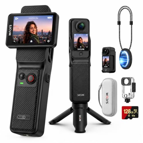 SJCAM C400 4K Content Creator Camera,128GB Card,7H Power|2.29'' Touch Screen Handheld Video Camera for Recording,6-Axis Stabilisation Travel Pocket Camera for Vlogging,30m Waterproof Action Camera | 6-Axis Gyro + EIS Dual Stabilization,2.29 Responsive Touch Screen,30M Waterproof,Wirelesss control