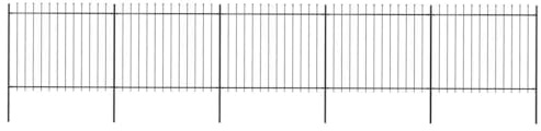 QJBSAVVA Stahl Gartenzaun Schwarz 850x200 cm, 5 Elemente, Speerspitze, pulverbeschichtet, erweiterbarer Sichtschutz für Garten