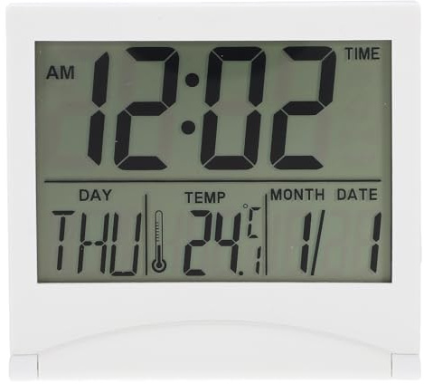 MAGICLULU Digital Folding Alarm Clock for Bedroom and Office White Table Clock with Large Number Display for Travel and Home Use