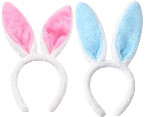 KbouZgxa 2 Stück Hasenohren Haarrei, Hasenohren Kostüm Accessoire, Rosa und Blau Hasenkostüm Erwachsene, Für Ostern, Karneval, Cosplay, Tier-Themen Partys