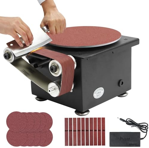 Mini Belt Disc Sander Belt Sander, 6-Inch Sanding Disc, 7 Speed Power Sanding Machine Bench Grinder, Small Sander Machine, for Model Crafts Jewelry DIY, Wood Metal Working(Model b)