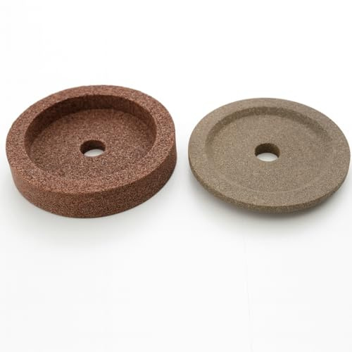 Coppia Smerigli Affettatrice Tazza 48x15x8 Grana Grossa + Gradino 50x8x8 Grana Fine Foro 8 mm Ricambio Affilatoio COFFEEE