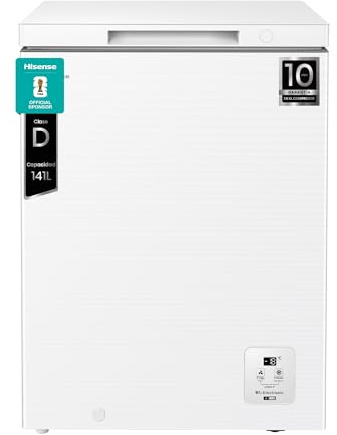 Hisense FT100N1AWDL - Arcón Congelador Horizontal, 97L, 86cm, Congelación 360°, Congelador Convertible, Control Electrónico de Temperatura, Freezer Protect, Goma de Puerta Antibacteria, Blanco