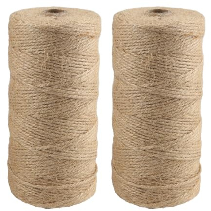 Natural Jute Twine Brown Garden String for Planting, Gift Wrapping & DIY Crafts, Rustic Eco-Friendly Jute Rope (2mm x 200m x 2roll)