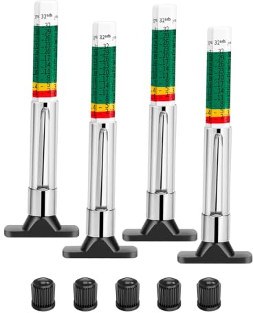 4-Pack Tire Tread Depth Gauge, Color Coded,32nds