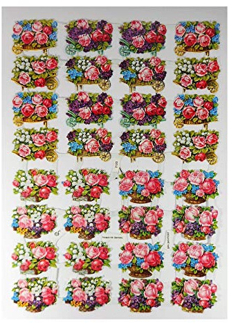 Glanzbilder EF 7133 Blumenkorb Blume Korb Oblate Posiebilder Scrapbook Deko GWI 623