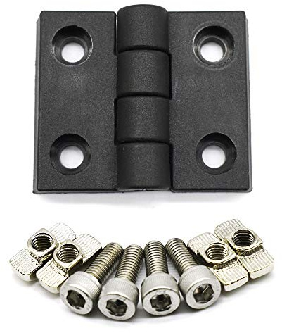 Fullerkreg Lot de 2 charnières noires profil 40 rainure 10 avec fixation avec vis à six pans creux DIN912 M6 x 16