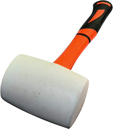 AERZETIX - C46077 - Marteau/Massette/Maillet Tête en Caoutchouc Blanc - TPR Manche/Poignée Orange - 355mm 680gr - Outil pour Céramique/Carrelage - Carreleur/Menuisier/Ébéniste/Vitrier