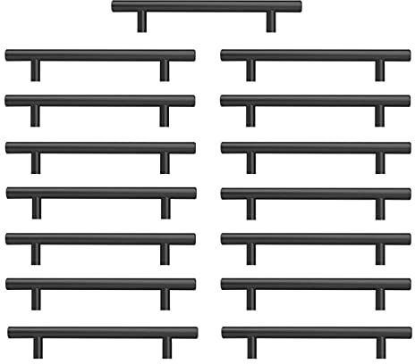 AwmnSrman Griffe für Küchenschränke Schrankgriffe Schwarz 128mm 15 Stück Edelstahl-Sprühfarbe Installation von schwarzen Löchern
