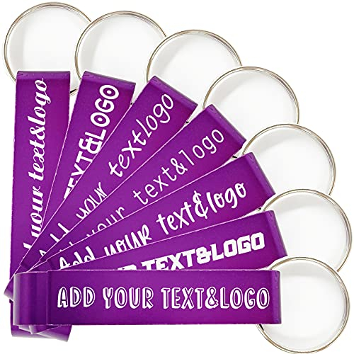 50 Pcs Personalised Bottle Opener Keyring,Engraved Name,Text,Logo,Novelty Metal Custom Bottle Opener Keychain Customised Gift for Wedding Favour Party Favour Birthday Anniversary,Purple