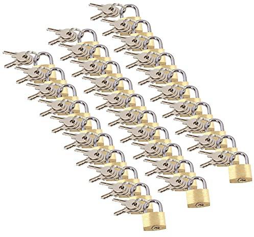 20mm Mini Brass Padlock Set for Suitcases Luggage Rucksacks Tents 30pc + Keys